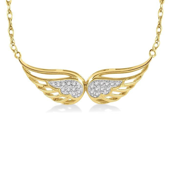 Heritage Clover Angel Wings Diamond Necklace