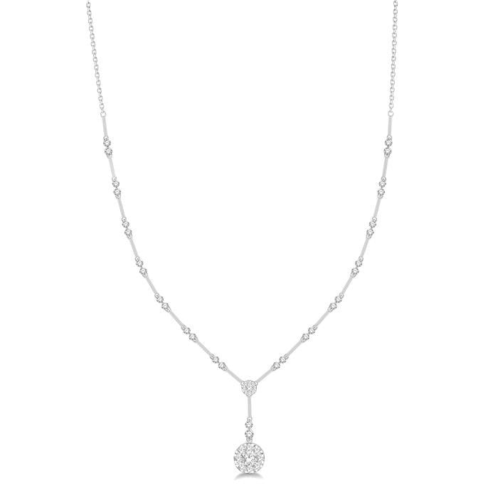1 7/8 Ctw Circular Bar Link Shine Bright Round Cut Diamond Necklace in 14K White Gold