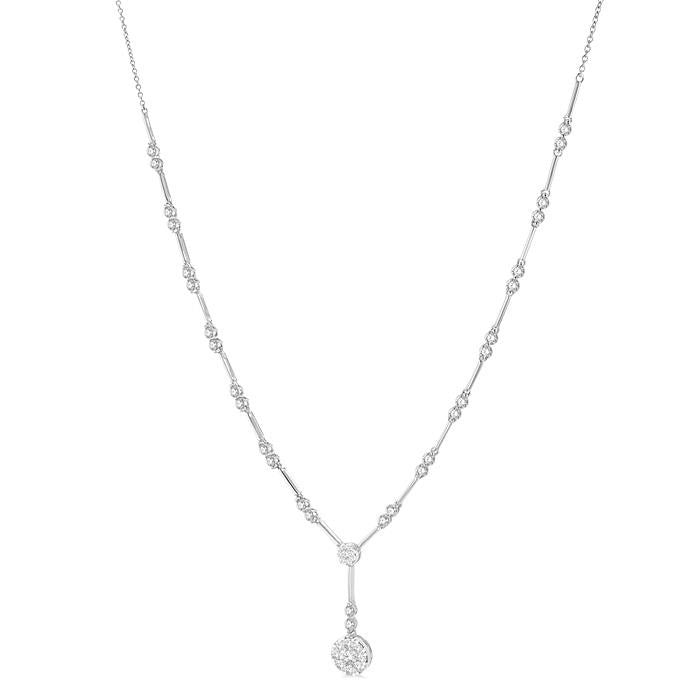 1 7/8 Ctw Circular Bar Link Shine Bright Round Cut Diamond Necklace in 14K White Gold