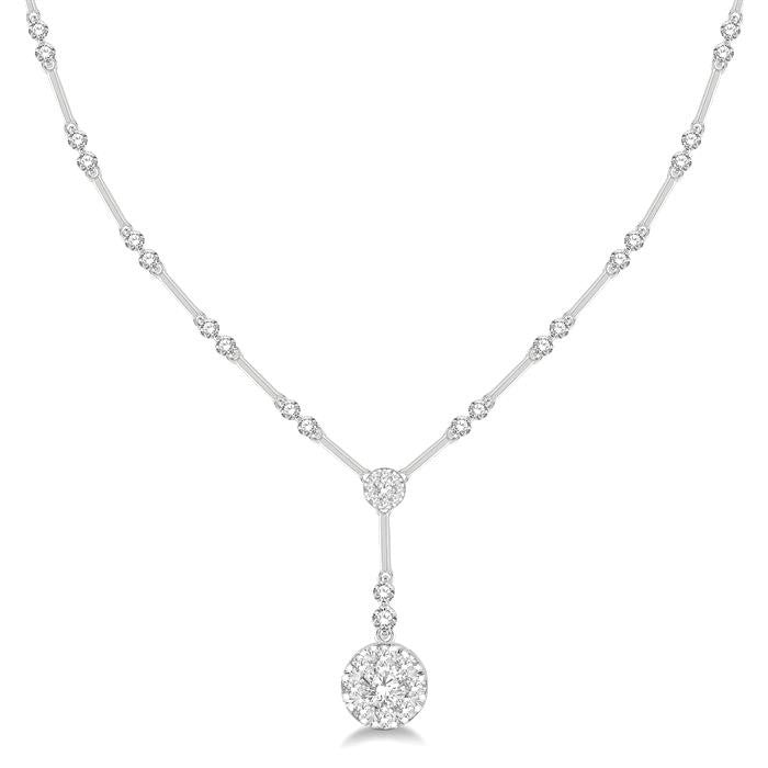 1 7/8 Ctw Circular Bar Link Shine Bright Round Cut Diamond Necklace in 14K White Gold