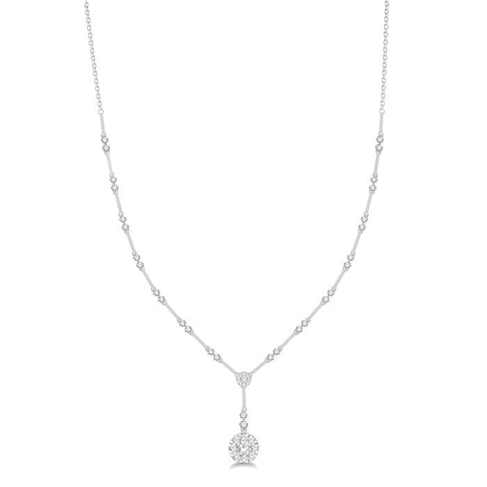 1 7/8 Ctw Circular Bar Link Shine Bright Round Cut Diamond Necklace in 14K White Gold