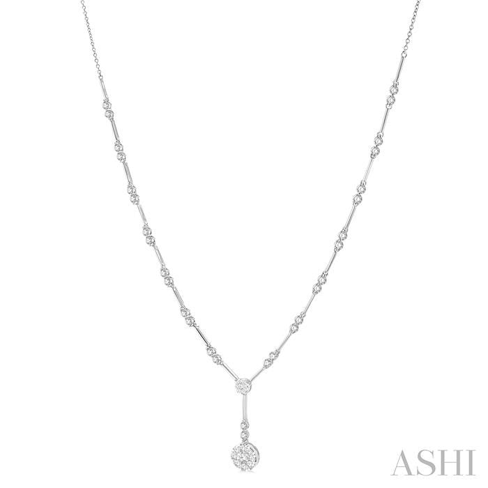 1 7/8 Ctw Circular Bar Link Shine Bright Round Cut Diamond Necklace in 14K White Gold