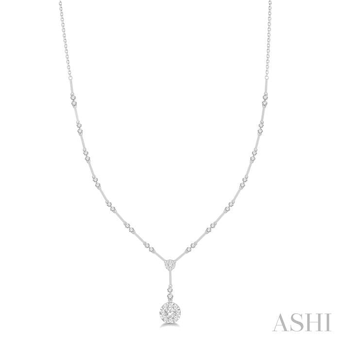 1 7/8 Ctw Circular Bar Link Shine Bright Round Cut Diamond Necklace in 14K White Gold