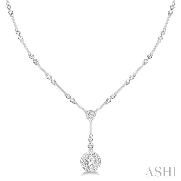 1 7/8 Ctw Circular Bar Link Shine Bright Round Cut Diamond Necklace in 14K White Gold