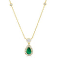 Nova Pear Shape Gemstone & Halo Shine Bright Diamond Necklace