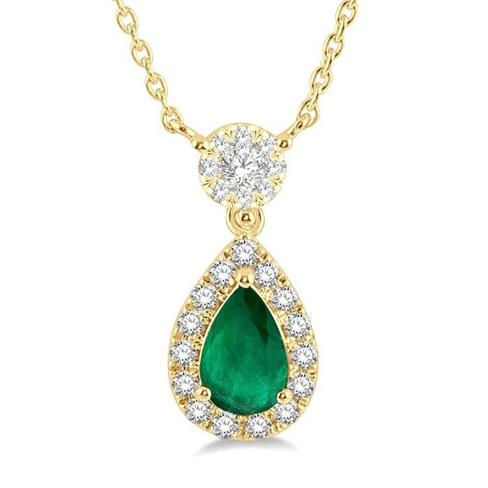 Nova Pear Shape Gemstone & Halo Shine Bright Diamond Necklace