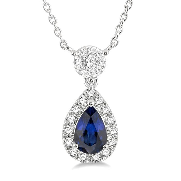 Nova Pear Shape Gemstone & Halo Shine Bright Diamond Necklace