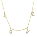 1/6 Ctw 'LOVE' Round Cut Diamond Station Necklace in 14K Yellow Gold