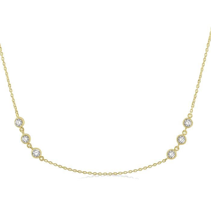 Galatea 3 Stone Diamond Station Necklace