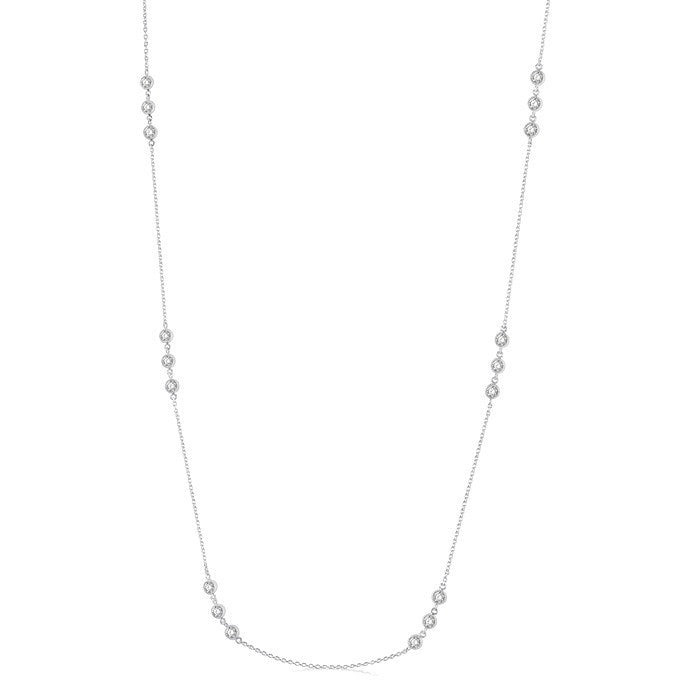 1 Ctw 3-Stone Round Cut Diamond Station Necklace in Platinum
