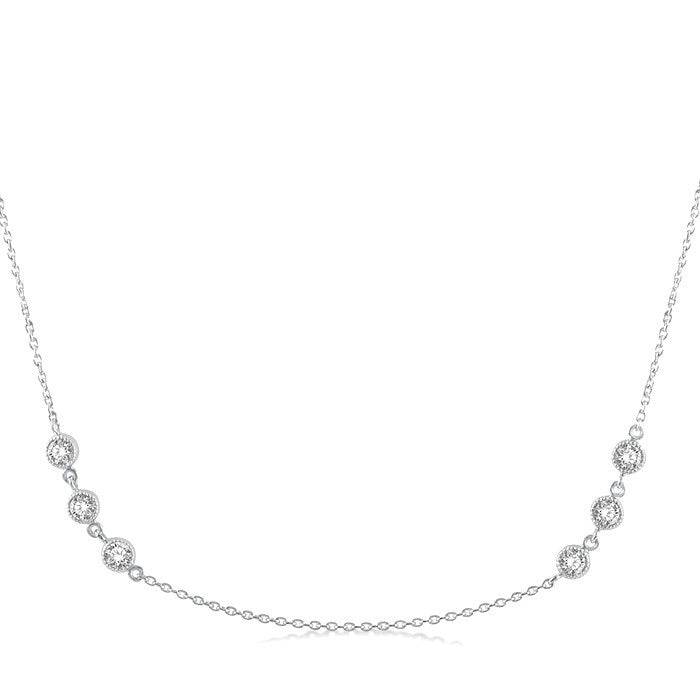 1 Ctw 3-Stone Round Cut Diamond Station Necklace in Platinum