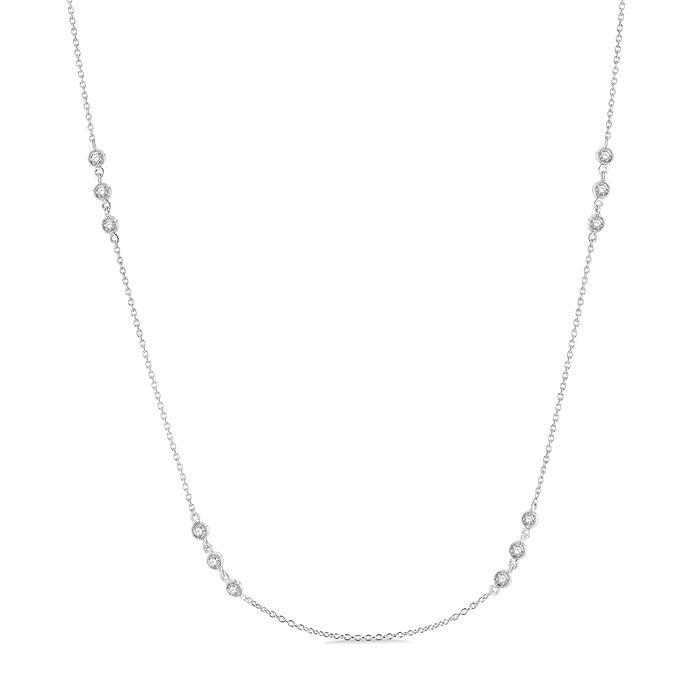 1/2 Ctw Round Cut Diamond Station Necklace in 14K White Gold