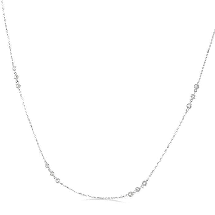 1/2 Ctw Round Cut Diamond Station Necklace in 14K White Gold