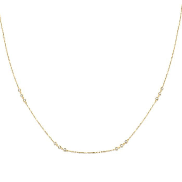 1/2 Ctw Round Cut Diamond Station Necklace in 14K Yellow Gold