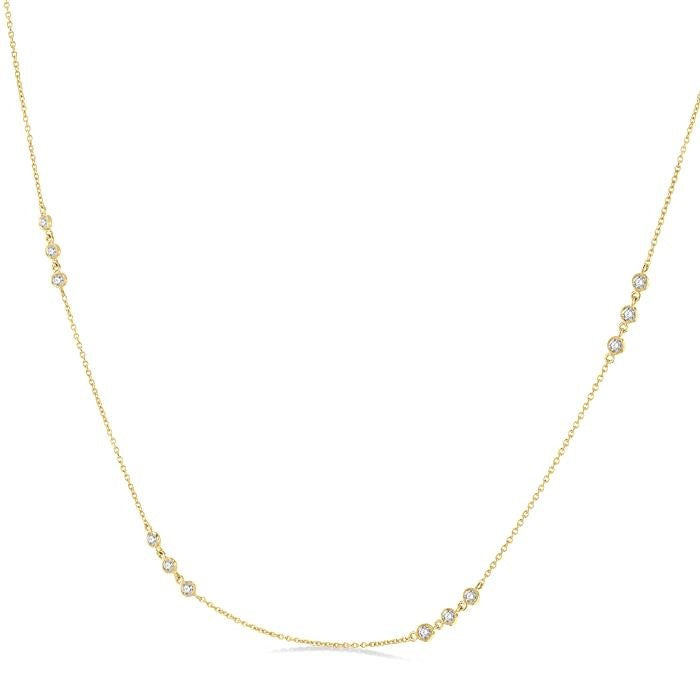 1/2 Ctw Round Cut Diamond Station Necklace in 14K Yellow Gold