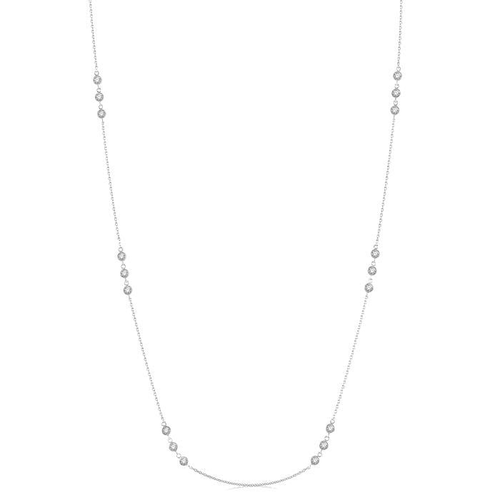 3/4 Ctw Round Cut Diamond Station Necklace in 14K White Gold