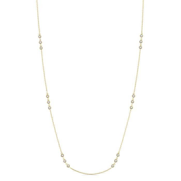 3/4 Ctw Round Cut Diamond Station Necklace in 14K Yellow Gold