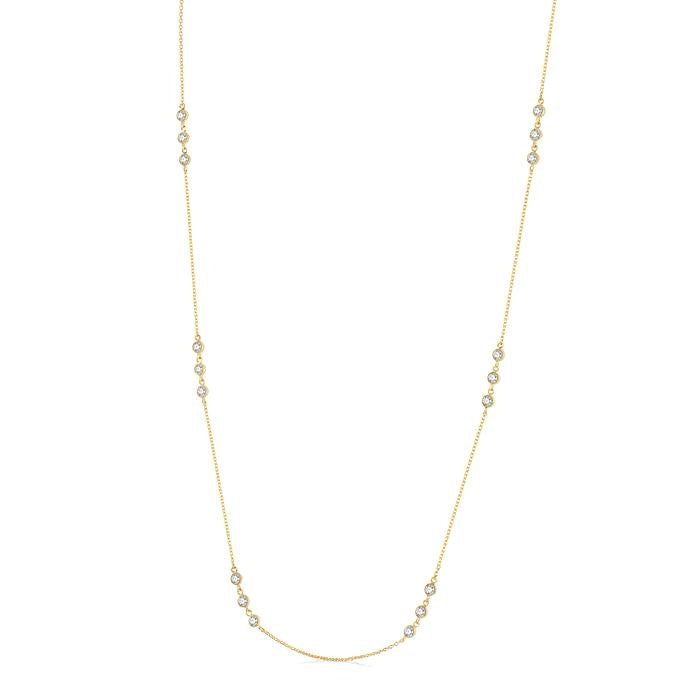 3/4 Ctw Round Cut Diamond Station Necklace in 14K Yellow Gold
