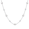 Aqualis Cultured Pearl & Diamond Station Necklace in 14K White Gold