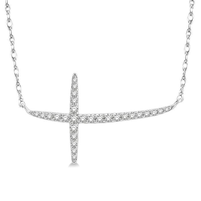 Quiana Umber Sideway Cross Diamond Fashion Necklace