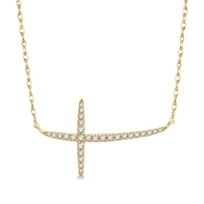 Poppy Horizon Sideway Cross Diamond Fashion Necklace