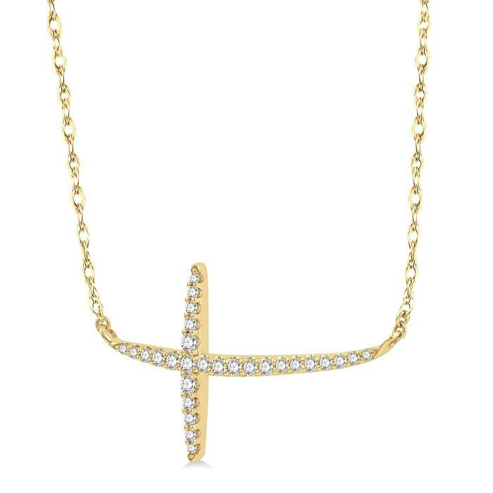 Poppy Horizon Sideway Cross Diamond Fashion Necklace