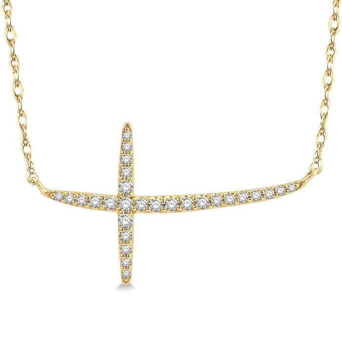 Poppy Horizon Sideway Cross Diamond Fashion Necklace