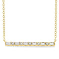 1/6 Ctw Baguette and Round Cut Diamond Petite Bar Necklace in 10K Yellow Gold