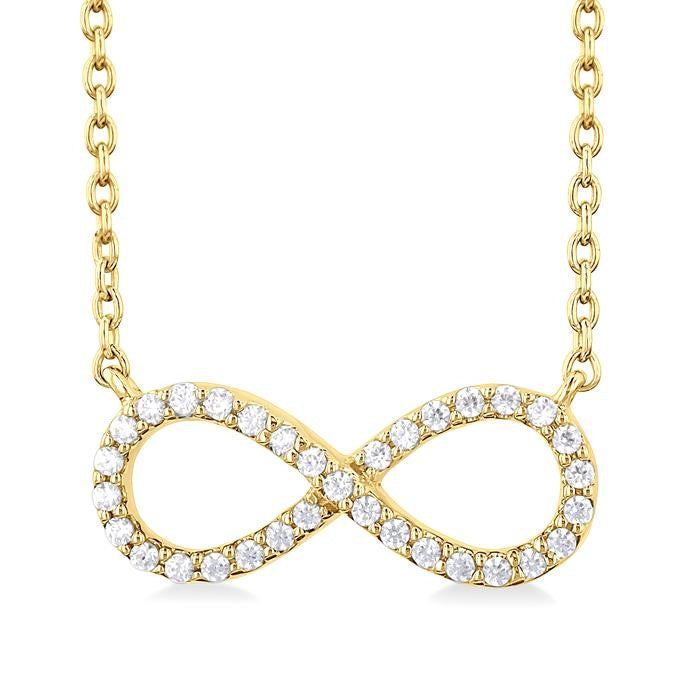 1/10 Ctw Round Cut Diamond Infinity Petite Pendant With Chain in 10K Yellow Gold