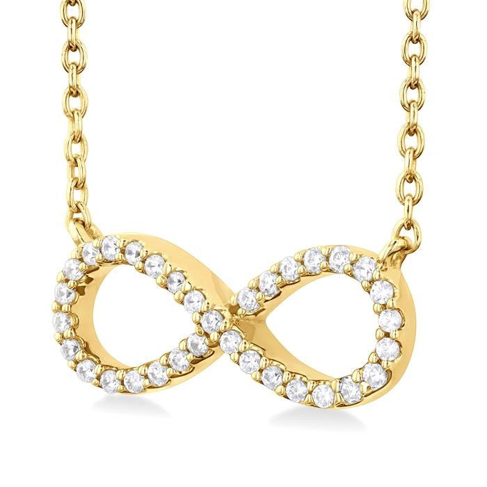 1/10 Ctw Round Cut Diamond Infinity Petite Pendant With Chain in 10K Yellow Gold