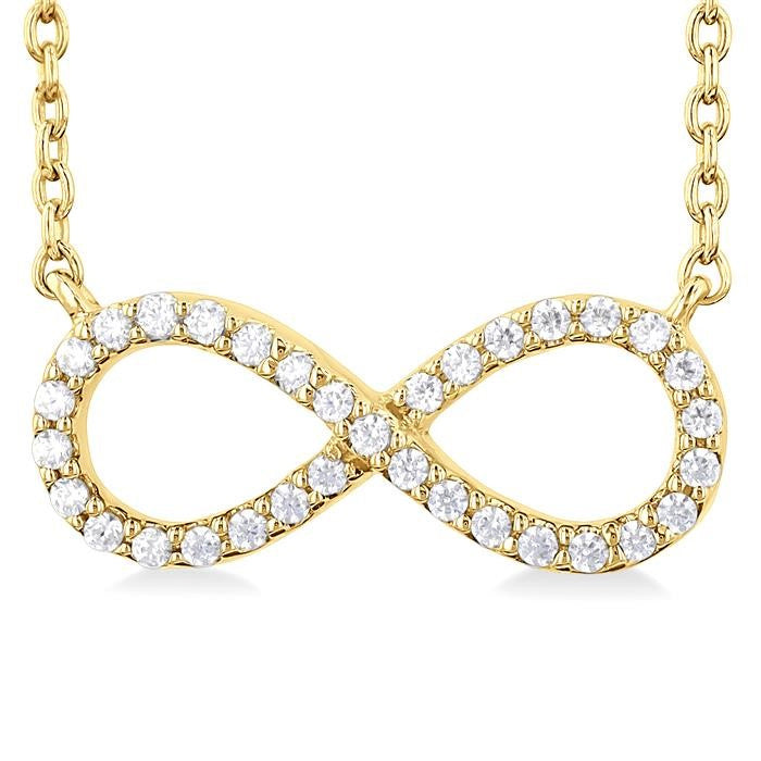 1/10 Ctw Round Cut Diamond Infinity Petite Pendant With Chain in 10K Yellow Gold