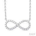 1/10 Ctw Round Cut Diamond Infinity Petite Pendant With Chain in 14K White Gold