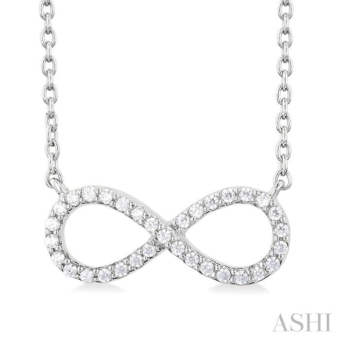 1/10 Ctw Round Cut Diamond Infinity Petite Pendant With Chain in 14K White Gold