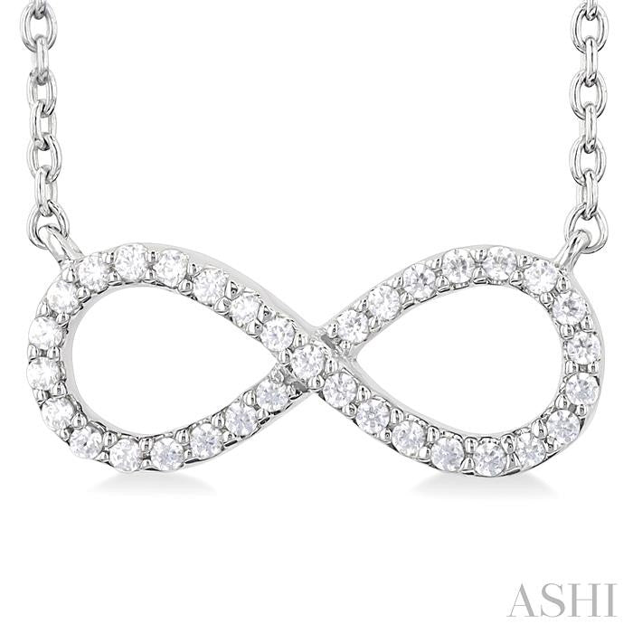 1/10 Ctw Round Cut Diamond Infinity Petite Pendant With Chain in 14K White Gold