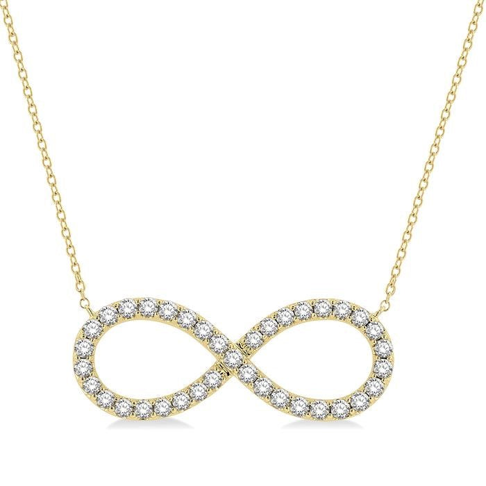 1 Ctw Round Cut Diamond Infinity Pendant With Chain in 14K Yellow Gold