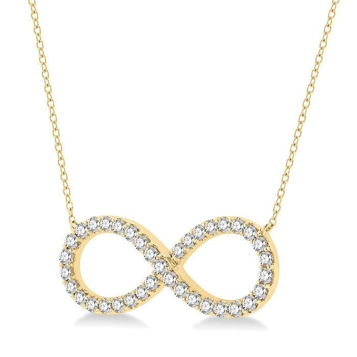 1 Ctw Round Cut Diamond Infinity Pendant With Chain in 14K Yellow Gold
