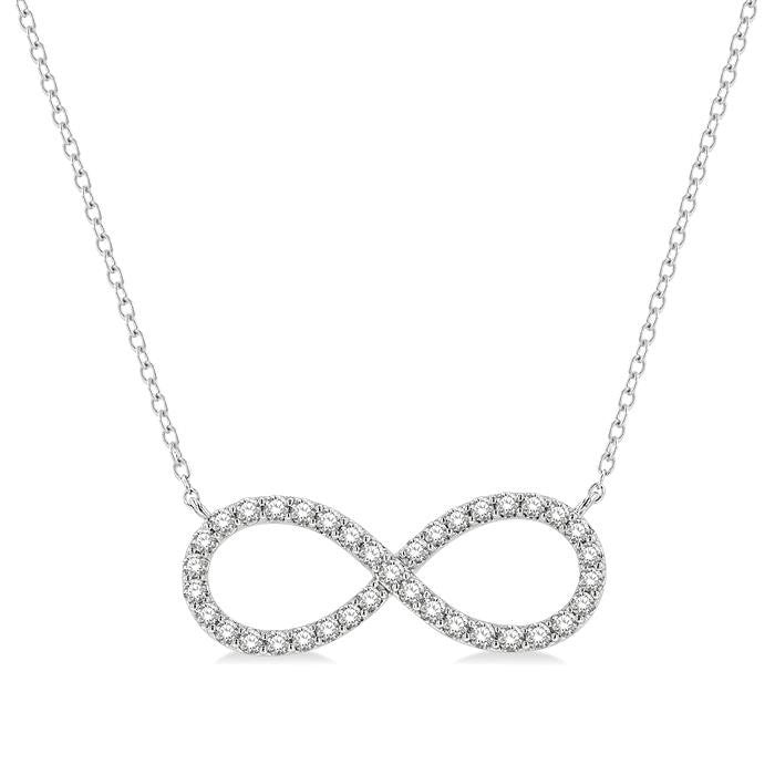 1/2 Ctw Round Cut Diamond Infinity Pendant With Chain in 14K White Gold