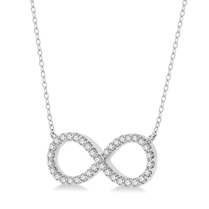 1/2 Ctw Round Cut Diamond Infinity Pendant With Chain in 14K White Gold