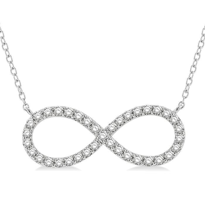 1/2 Ctw Round Cut Diamond Infinity Pendant With Chain in 14K White Gold