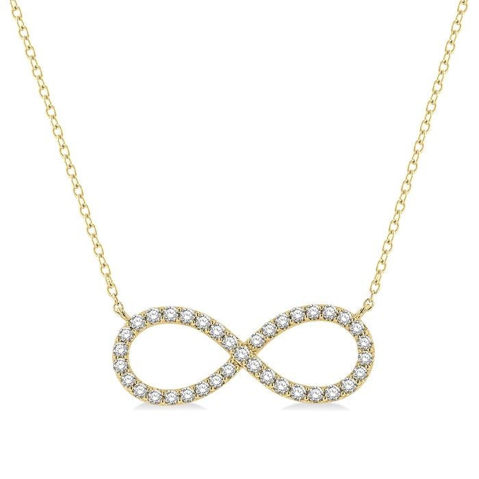 1/2 Ctw Round Cut Diamond Infinity Pendant With Chain in 14K Yellow Gold