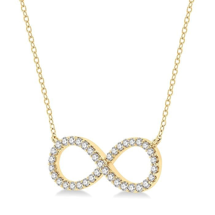 1/2 Ctw Round Cut Diamond Infinity Pendant With Chain in 14K Yellow Gold