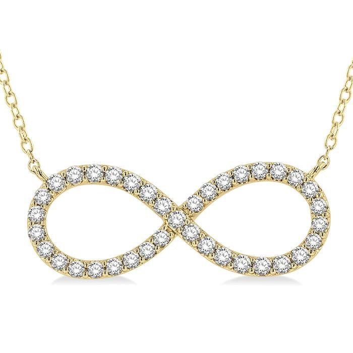 1/2 Ctw Round Cut Diamond Infinity Pendant With Chain in 14K Yellow Gold