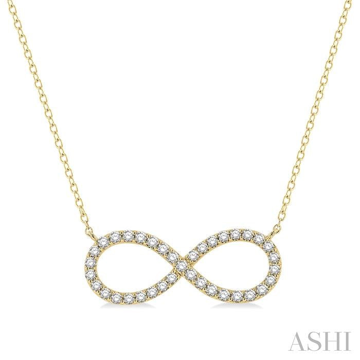 1/2 Ctw Round Cut Diamond Infinity Pendant With Chain in 14K Yellow Gold