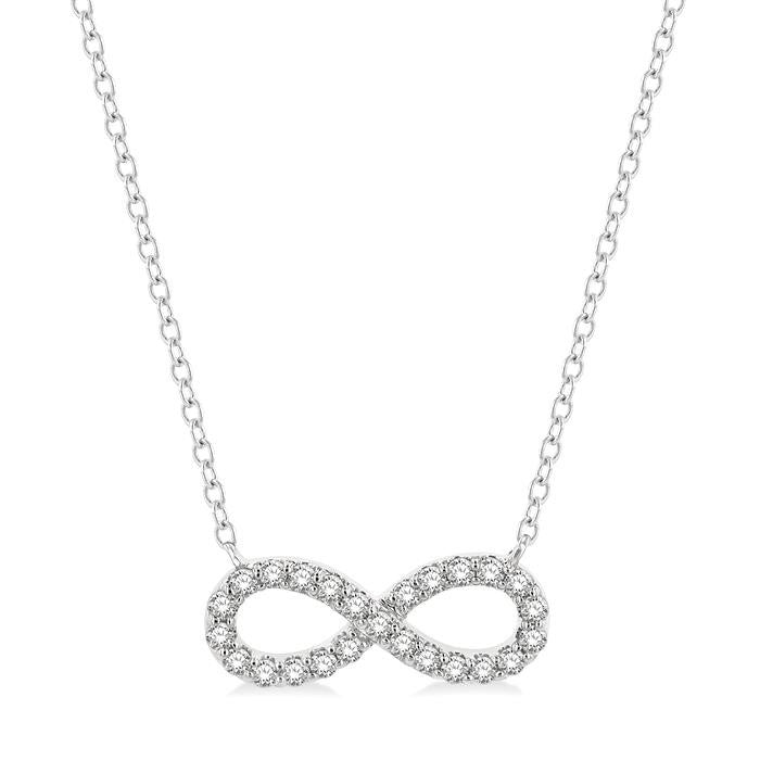 1/4 Ctw Round Cut Diamond Infinity Pendant With Chain in 14K White Gold