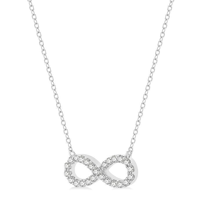 1/4 Ctw Round Cut Diamond Infinity Pendant With Chain in 14K White Gold