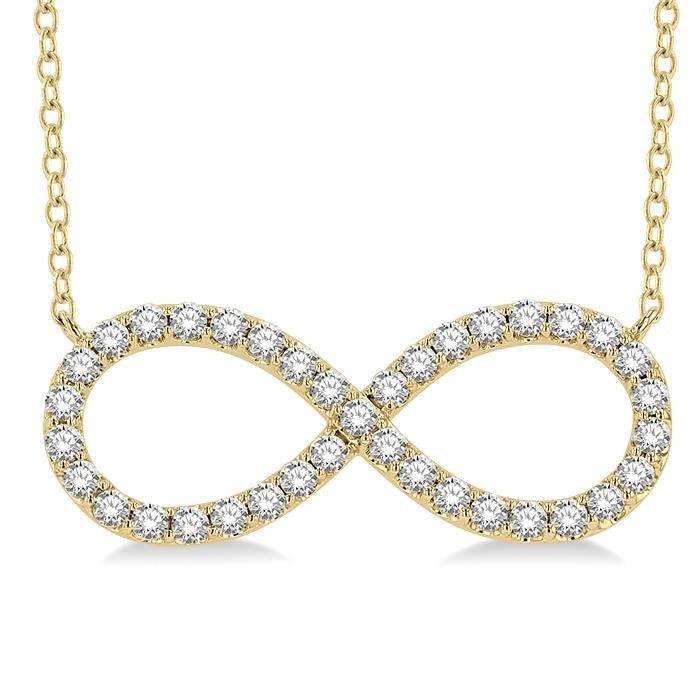 3/4 Ctw Round Cut Diamond Infinity Pendant With Chain in 14K Yellow Gold