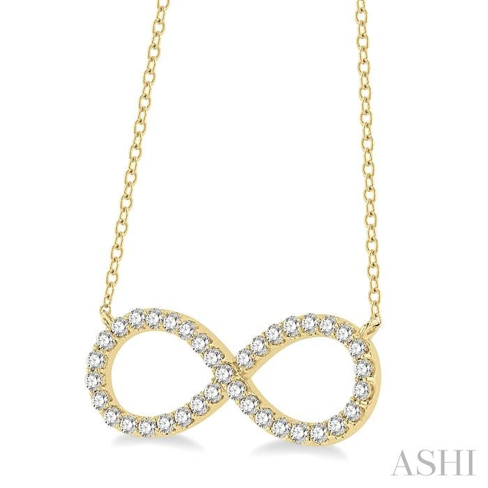 3/4 Ctw Round Cut Diamond Infinity Pendant With Chain in 14K Yellow Gold
