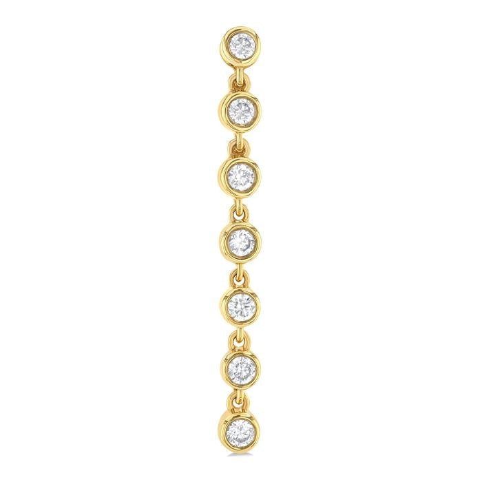 Bezel Set Diamond Tennis Long Earrings