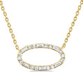 1/5 Ctw East-West Oval Shape Fusion Baguette and Round cut Diamond Pendant With Chain in 10K Yellow Gold