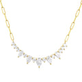 1 Ctw Smile Graduated Pear and Round Cut Diamond Paperclip Necklace in 14K Yellow Gold